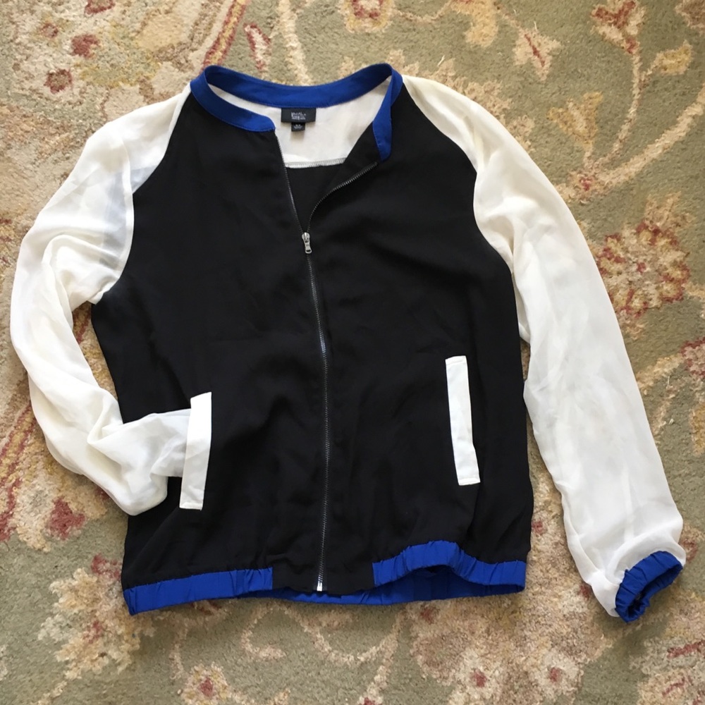 Casual nearly sheer zip up bomber jacket